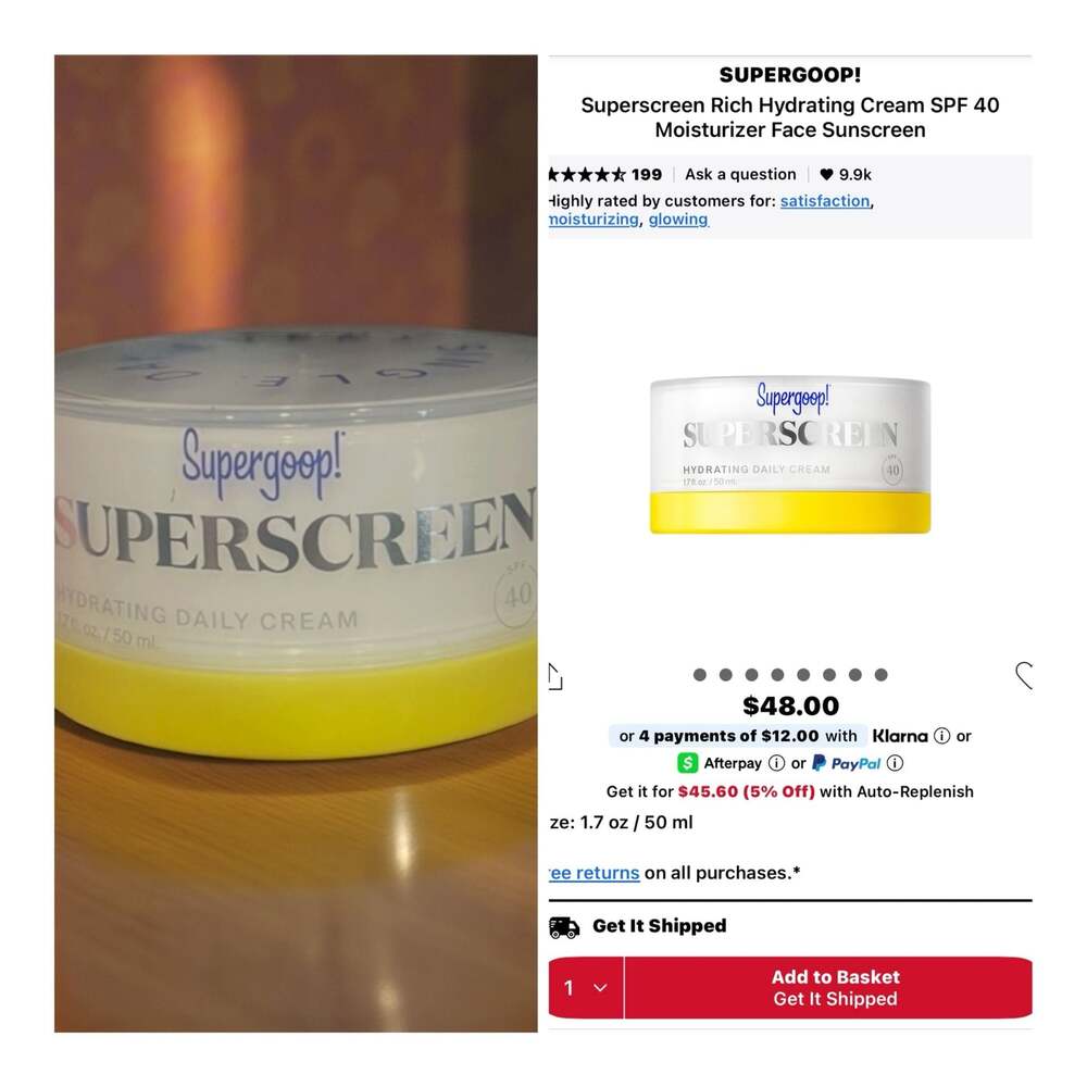 Supergoop! Superscreen Rich Hydrating Daily Cream SPF 40, 1.7 oz
